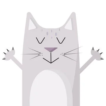 Illustration of a gray cat with paws up. Stock Illustration