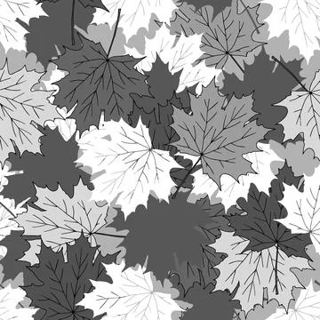 Illustration of gray maple tree leaves. Seamless pattern Illustrazione stock