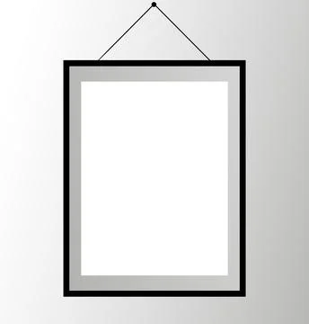 Illustration of a gray vertical rectangular frame with a white background han Foto stock