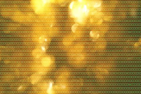 Illustration of green binary code on yellow background Stock Illustration