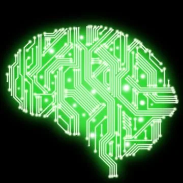 Illustration of green color human brain in form of circuit board Illustrazione stock