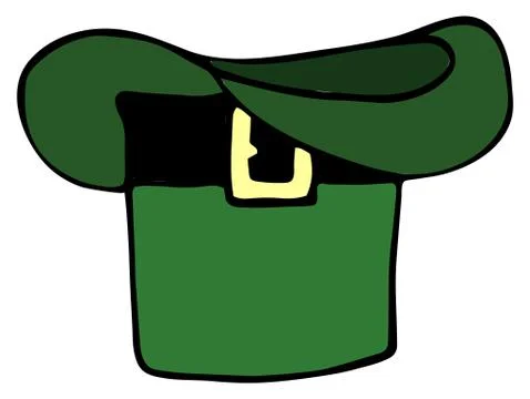 Illustration, green hat of St. Patrick. Vector hand-drawn illustration Stock Illustration