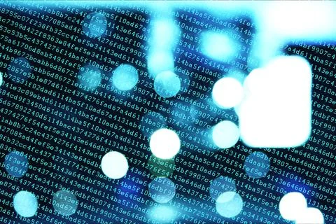 Illustration of green hexadecimal code on bokeh background Illustrazione stock