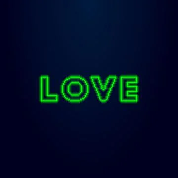 Illustration of green led light effect word love イラスト素材