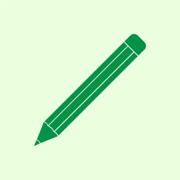 Illustration of a green pencil with a sharpened tip and an eraser Stock Illustration
