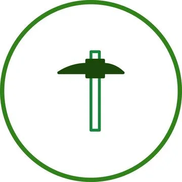 Illustration of a green pickaxe tool symbolizing mining and construction work Stock Illustration