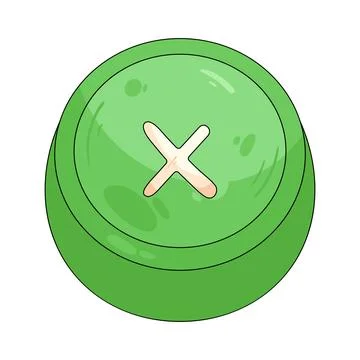 Illustration of green rounded keycap featuring the letter X Stock Illustration