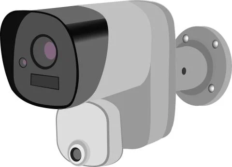 Illustration of a grey security camera isolated on a white background Illustrazione stock
