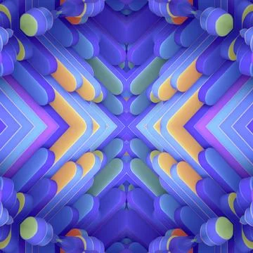 Illustration of a group of geometric objects with rounded edges. 3d rendering Stock Illustration