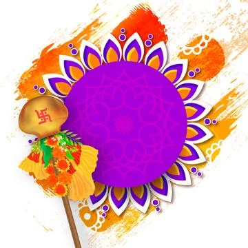 Illustration of Gudhi with Given Empty Mandala Frame Message of Happy Gudi .. Stock Illustration