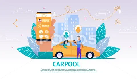 Illustration Guy and Girl in Yellow Car, Carpool Stock Illustrationen