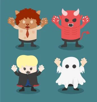 Illustration of Halloween,front set 1 Stock Illustration