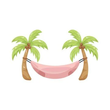 Illustration of hammock between two palm trees イラスト素材