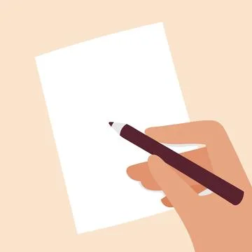 Illustration of hand and blank white paper with space for text. Stock Illustration