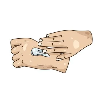 Illustration of hand applying lotion Stock Illustration