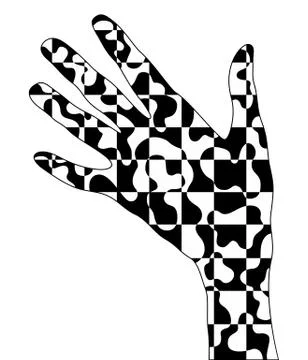 Illustration of hand with checkered pattern inside 스톡 일러스트