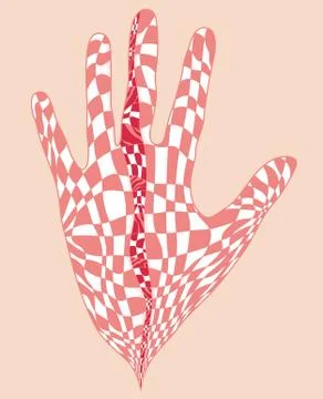 Illustration of hand with checkered pattern inside 스톡 일러스트