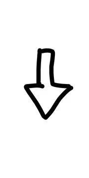 Illustration of a hand drawn doodle, a down arrow. Illustrazione stock
