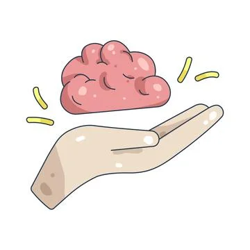 Illustration of hand holding a brain Stock Illustration