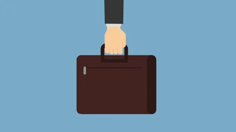 Illustration of a Hand Holding a Briefcase Against a Blue Background 動画素材 341920205