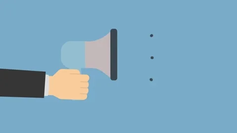 Illustration of a Hand Holding a Megaphone Making an Announcement on Blue B.. Video stock 341920142