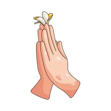 Illustration of hand in prayer gesture Ilustración de archivo