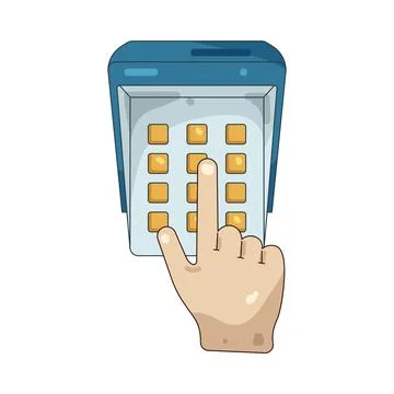 Illustration of hand pressing buttons on a keypad Stock Illustration