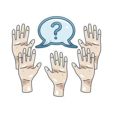 Illustration of hand with a question mark bubble 스톡 일러스트