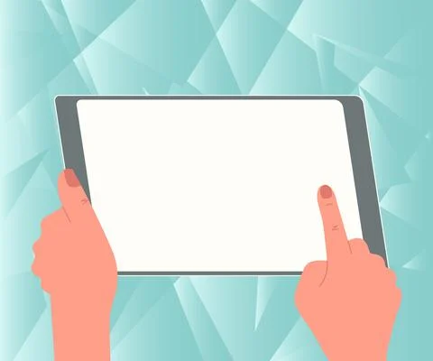 Illustration Of A Hand Using Big Tablet Searching Plans For New Amazing Ideas Illustrazione stock