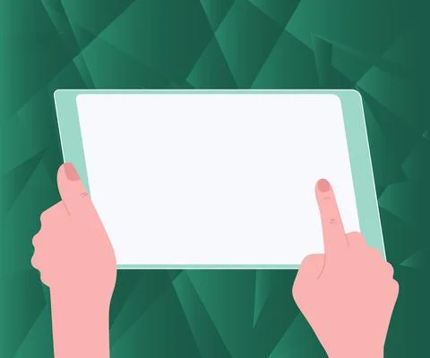 Illustration Of A Hand Using Big Tablet Searching Plans For New Amazing Ideas Illustrazione stock