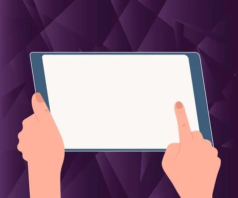 Illustration Of A Hand Using Big Tablet Searching Plans For New Amazing Ideas 스톡 일러스트
