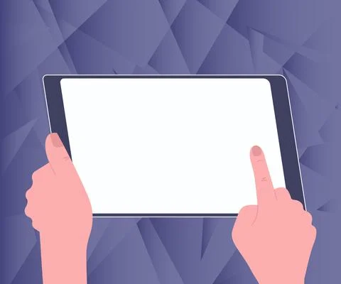 Illustration Of A Hand Using Big Tablet Searching Plans For New Amazing Ideas Illustrazione stock