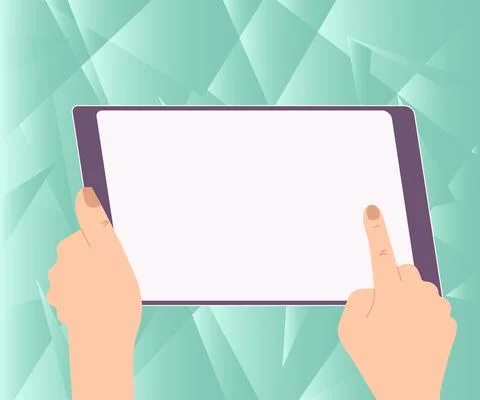 Illustration Of A Hand Using Big Tablet Searching Plans For New Amazing Ideas Illustrazione stock