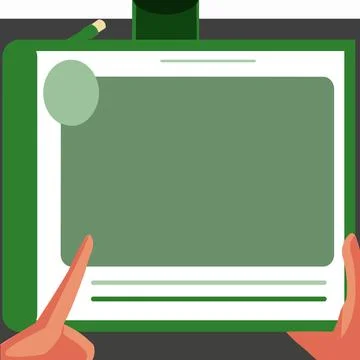 Illustration Of A Hand Using Big Tablet Searching Plans For New Amazing Ideas Stock Illustration