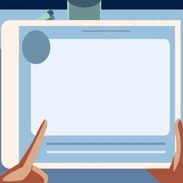 Illustration Of A Hand Using Big Tablet Searching Plans For New Amazing Ideas Illustrazione stock