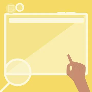 Illustration Of A Hand Using Big Tablet Searching Plans For New Amazing Ideas Illustrazione stock