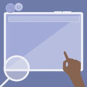 Illustration Of A Hand Using Big Tablet Searching Plans For New Amazing Ideas Illustrazione stock