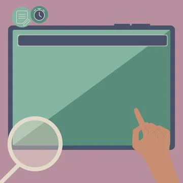 Illustration Of A Hand Using Big Tablet Searching Plans For New Amazing Ideas Illustrazione stock