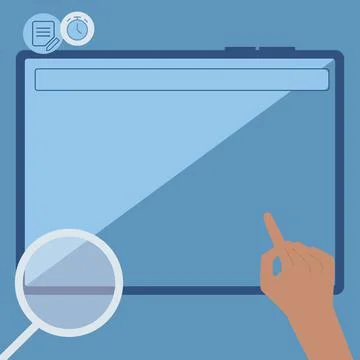 Illustration Of A Hand Using Big Tablet Searching Plans For New Amazing Ideas Illustrazione stock