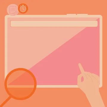 Illustration Of A Hand Using Big Tablet Searching Plans For New Amazing Ideas Illustrazione stock