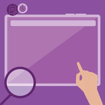 Illustration Of A Hand Using Big Tablet Searching Plans For New Amazing Ideas Illustrazione stock