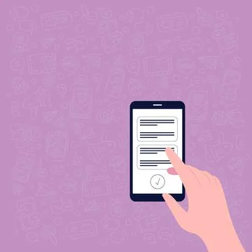 Illustration Of Hand Using Smart Phone Texting New Important Message Ready To Illustrazione stock