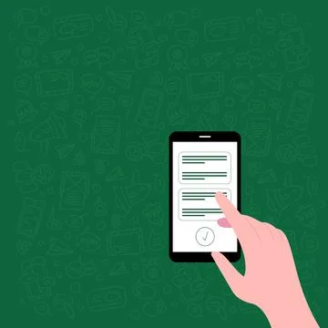 Illustration Of Hand Using Smart Phone Texting New Important Message Ready To Stock Illustration