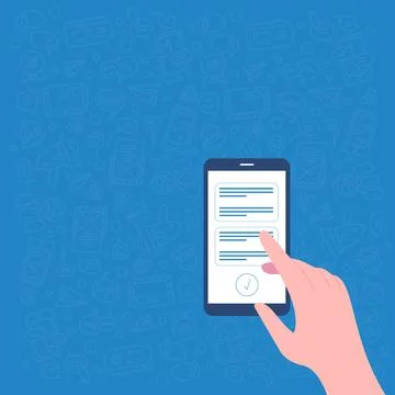 Illustration Of Hand Using Smart Phone Texting New Important Message Ready To Stock Illustration