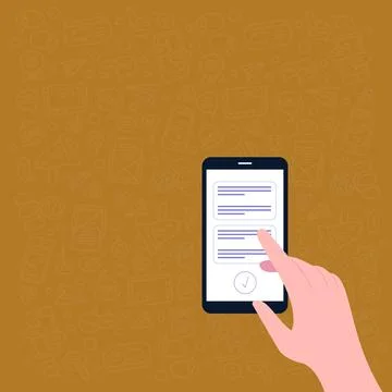 Illustration Of Hand Using Smart Phone Texting New Important Message Ready To Stock Illustration