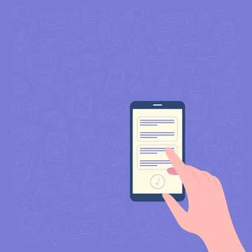 Illustration Of Hand Using Smart Phone Texting New Important Message Ready To Stock Illustration