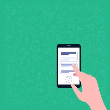 Illustration Of Hand Using Smart Phone Texting New Important Message Ready To Stock Illustration
