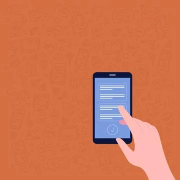 Illustration Of Hand Using Smart Phone Texting New Important Message Ready To Stockillustratie