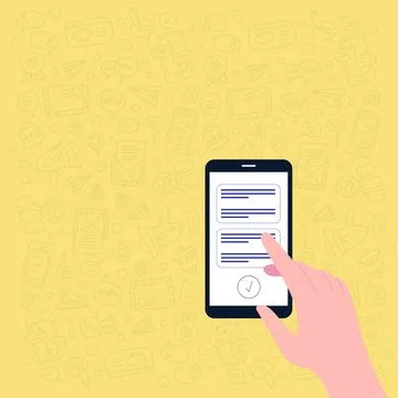 Illustration Of Hand Using Smart Phone Texting New Important Message Ready To Illustrazione stock