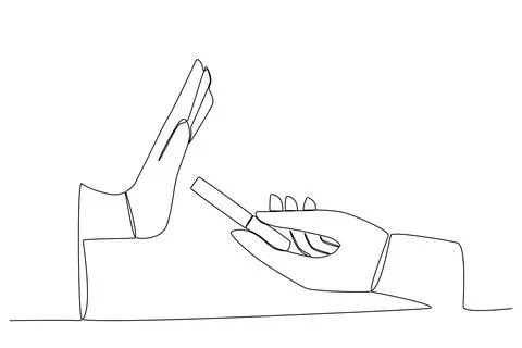 Illustration of hands refusing to be given a cigarette Stock Illustration